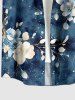 Flower Leaf Branch Print Hawaii Button Pocket Shirt For Men -  