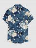 Flower Leaf Branch Print Hawaii Button Pocket Shirt For Men -  