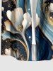Flower Curve Print Hawaii Button Pocket Shirt For Men -  