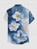 Ombre Flower Galaxy Print Hawaii Button Pocket Shirt For Men -  