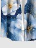 Ombre Flower Galaxy Print Hawaii Button Pocket Shirt For Men -  