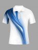 Curve Light Beam 3D Print Zipper Polo Shirt For Men -  