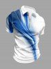 Curve Light Beam 3D Print Zipper Polo Shirt For Men -  