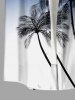 Coconut Tree Bird Ombre Colorblock Print Buttons Pocket Hawaii Shirt For Men -  