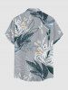 Flowers Leaf Print Buttons Pocket Hawaii Shirt For Men -  