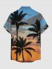Coconut Tree Ombre Print Buttons Pocket Hawaii Shirt For Men -  