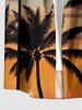 Coconut Tree Ombre Print Buttons Pocket Hawaii Shirt For Men -  