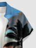 Coconut Tree Ombre Print Buttons Pocket Hawaii Shirt For Men -  