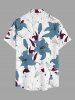 Plus Size Flowers Leaf Print Buttons Pocket Hawaii Shirt For Men - Blanc 2XL