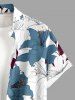 Plus Size Flowers Leaf Print Buttons Pocket Hawaii Shirt For Men - Blanc 2XL