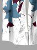 Plus Size Flowers Leaf Print Buttons Pocket Hawaii Shirt For Men - Blanc 2XL