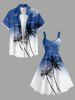 Coconut Tree Bird Ombre Colorblock Print Hawaii Tank Dress -  