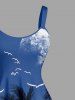 Coconut Tree Bird Ombre Colorblock Print Hawaii Tank Dress -  