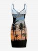 Coconut Tree Ombre Print Convertible Hawaii Beach Cover - Orange S