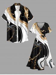 Two Tone Curve Print Matching Outfit For Couples - Noir 