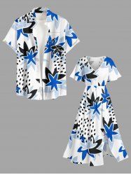 Strawberry Flower Print Matching Hawaii Beach Outfit For Couples - Blanc 