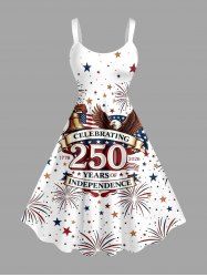Patriotic American Flag Bell Eagle Fireworks Print Tank Dress -  