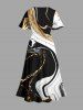 Two Tone Curve Print Matching Outfit For Couples - Noir 