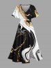 Two Tone Curve Print Matching Outfit For Couples - Noir 
