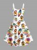 Ducks Surfing Board Coconut Tree Print Matching Hawaii Beach Outfit For Couples - Blanc 