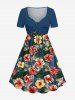 Hibiscus Flower Tropical Leaf Print Matching Hawaii Beach Outfit For Couples - Cadetblue 