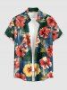 Hibiscus Flower Tropical Leaf Print Matching Hawaii Beach Outfit For Couples - Cadetblue 