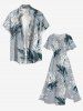 Flowers Leaf Print Matching Hawaii Beach Outfit For Couples -  