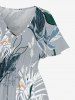 Flowers Leaf Print Matching Hawaii Beach Outfit For Couples -  