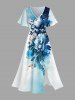 Flower Leaf Painting Splatter Print Matching Hawaii Beach Outfit For Couples - Blanc 