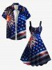 Patriotic American Flag Fireworks Print Matching Outfit For Couples -  