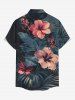 Hibiscus Flowers Tropical Leaf Print Buttons Pocket Hawaii Shirt For Men -  