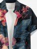 Hibiscus Flowers Tropical Leaf Print Buttons Pocket Hawaii Shirt For Men -  
