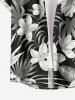 Hibiscus Flower Tropical Leaf Print Buttons Pocket Hawaii Shirt For Men -  