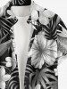 Hibiscus Flower Tropical Leaf Print Buttons Pocket Hawaii Shirt For Men -  