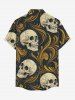 Plus Size Skulls Floral Pattern Print Buttons Pocket Hawaii Shirt For Men -  