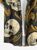 Plus Size Skulls Floral Pattern Print Buttons Pocket Hawaii Shirt For Men -  