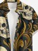 Plus Size Skulls Floral Pattern Print Buttons Pocket Hawaii Shirt For Men -  
