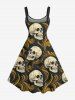 Skulls Floral Pattern Print Hawaii Tank Dress -  