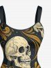 Skulls Floral Pattern Print Hawaii Tank Dress -  