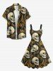 Skulls Floral Pattern Print Hawaii Tank Dress -  