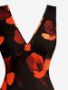 Petal Flower Print Hawaii Ruffles Split Dress -  