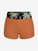 Coconut Tree Tropical Leaf Flower Print Hawaii Twist Halter Boyleg Tankini Swimsuit -  