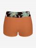 Coconut Tree Tropical Leaf Flower Print Hawaii Twist Halter Boyleg Tankini Swimsuit -  