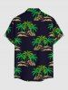 Coconut Tree Hibiscus Flower Print Hawaii Button Pocket Shirt For Men -  
