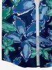 Women's Two Tone Flower Print Hawaii Shirt - Bleu profond 3XL