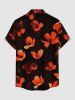 Petal Flower Print Hawaii Button Pocket Shirt For Men - Café profond M