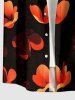 Petal Flower Print Hawaii Button Pocket Shirt For Men - Café profond M