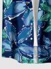 Men's Plus Size Two Tone Flower Print Hawaii Button Pocket Shirt - Bleu profond 3XL
