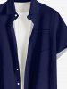 Solid Print Hawaii Button Pocket Shirt For Men - Bleu Marine 5XL