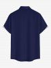 Solid Print Hawaii Button Pocket Shirt For Men - Bleu Marine 5XL